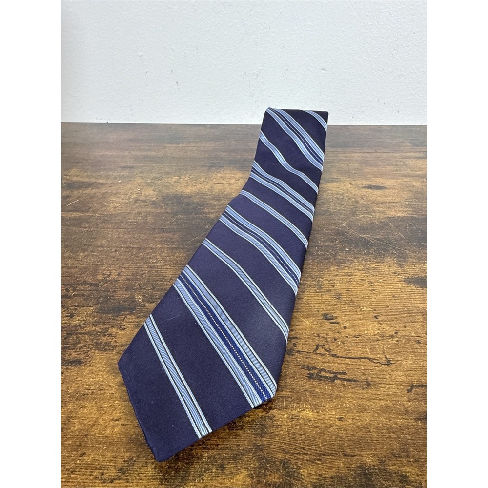 Robert Talbott Best in Class Carmel Tie Blue Navy Striped Silk 3.5x60 USA EUC